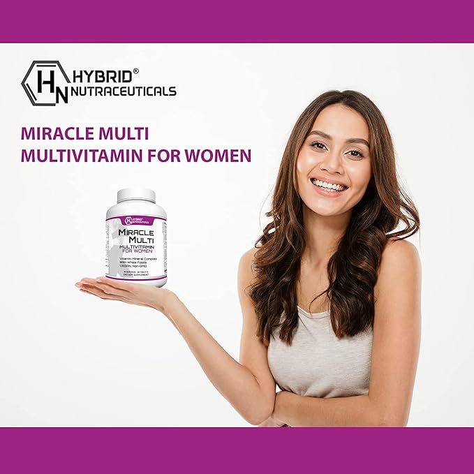 Hybrid Nutraceuticals MiracleMulti Women Multivitamin with Probiotics, Biotin, Folic Acid, Enzymes + Fruit & Vegetable Blend - Immune Support, Heart Health, Energy: 60 Servings (Non-GMO) (2)