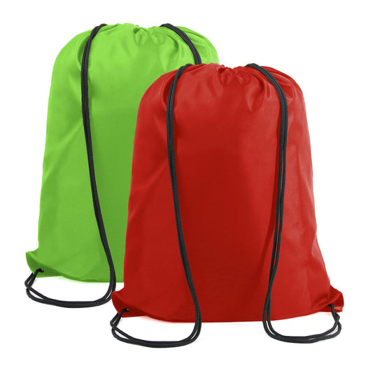 BeeGreen Green and Red Drawstring Backpack Bags Bulk 2 Pack X-Large 22.4" L x 17.5" W Sports Cinch Sack Gym String Bags Machine Washable Heavy Duty for Men Women
