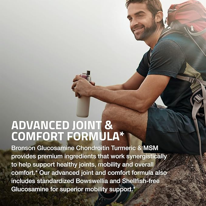 Bronson Glucosamine Chondroitin Turmeric & MSM Advanced Joint & Cartilage Formula, Supports Healthy Joints, Mobility & Cartilage - Non-GMO, 90 Capsules