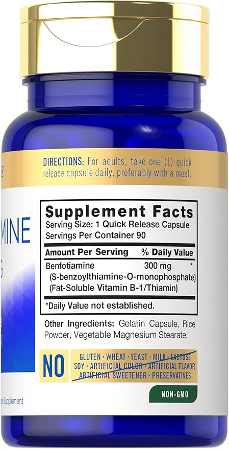 Carlyle Benfotiamine 300mg | 90 Capsules | Fat Soluble Vitamin B-1 | Non-GMO, Gluten Free Supplement