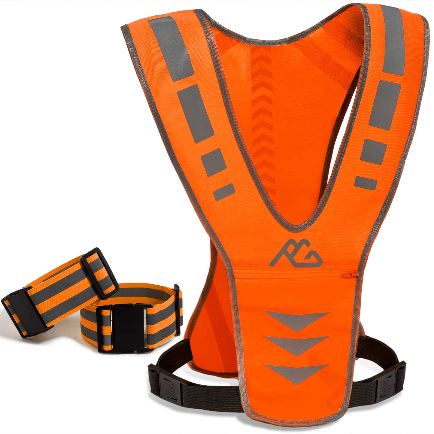 GoxRunx Reflective Running Vest Gear for Women Men Kids, Safety Reflective Vest for Night Cycling Walking Bicycle (Orange)