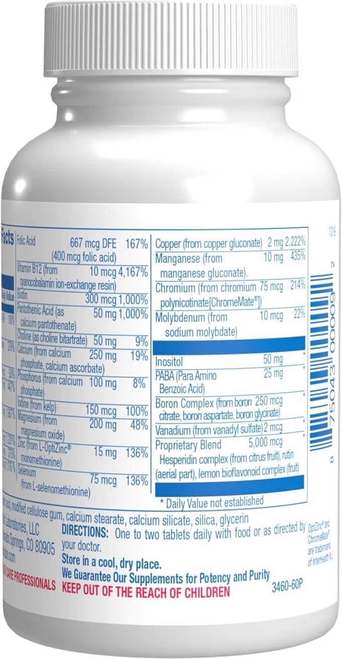 Iron Free Daily Multivitamin for Men and Women, 60 Tablets - AVED Daily Multi Vitamin and Minerals Health Supplement - Vitamins A, C, D, E, Vitamin B Complex, Zinc, Calcium, Magnesium, More
