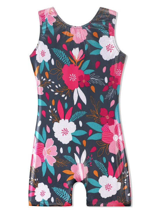 HOZIY Girls Leotards for Gymnastics with Shorts 5t Size 5-6 Year Old Black Flower Tumbling Outfits Kids Leo Bodysuits Green Hot Pink White Biketard Body Gimnasia Nina Clothes Clothing