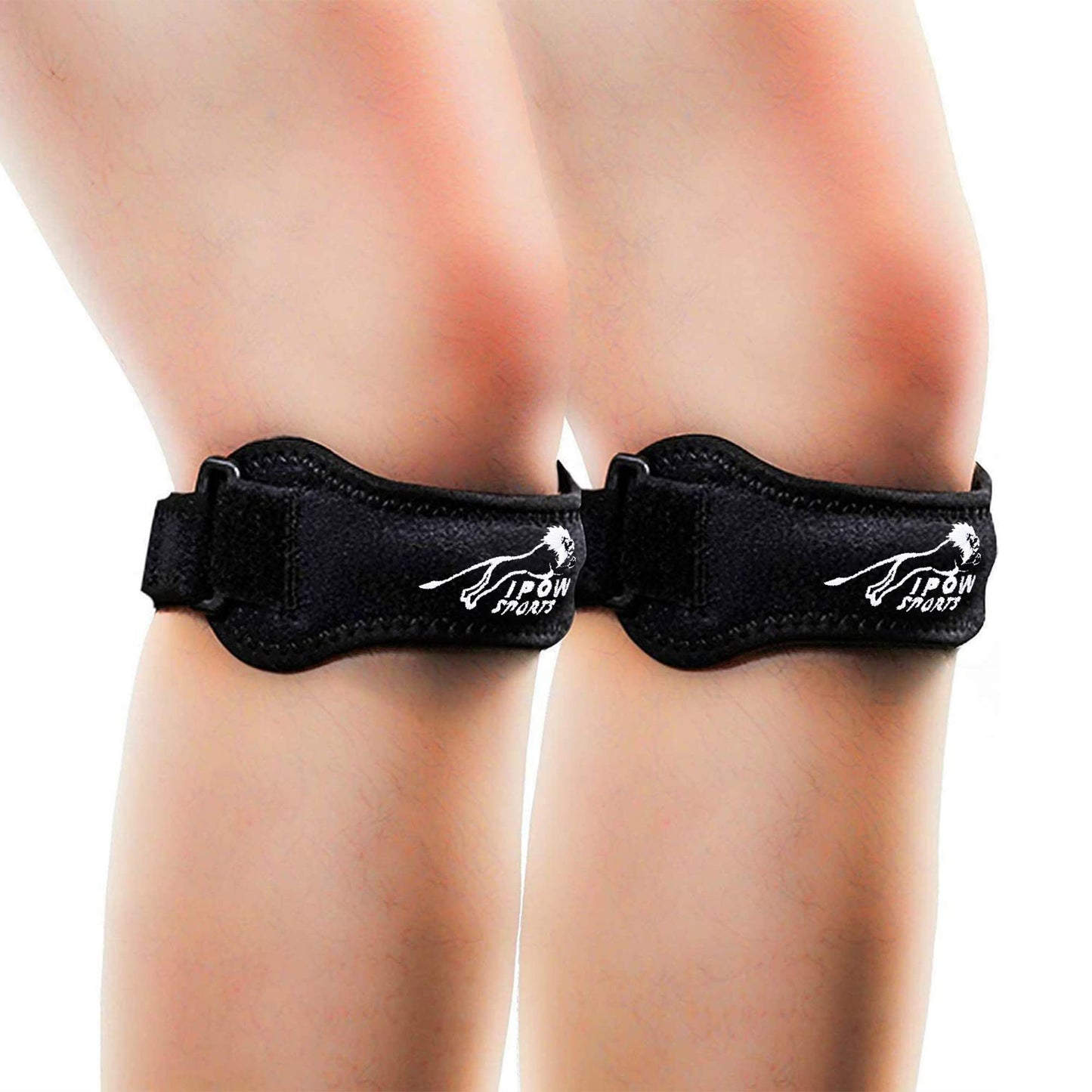 IPOW 2 Pack Embroidery Knee Pain Relief & Patella Stabilizer Knee Strap Brace Support for Hiking, Soccer, Basketball, Running, Jumpers Knee, Tennis, Volleyball & Squats