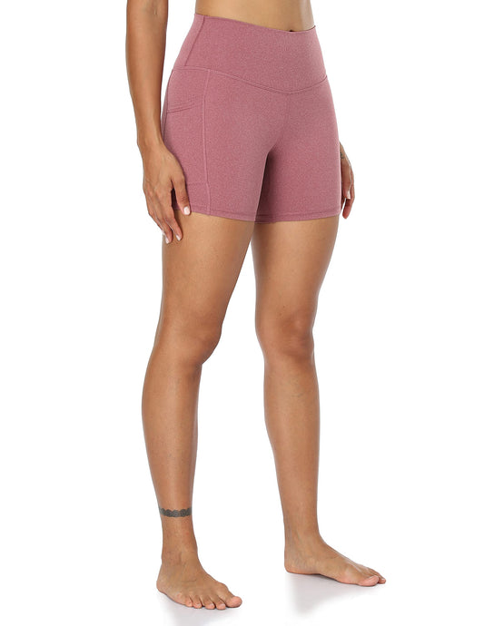 Colorfulkoala Women's High Waisted Biker Shorts with Pockets 6" Inseam Workout & Yoga Tights (XS, Heather Red)