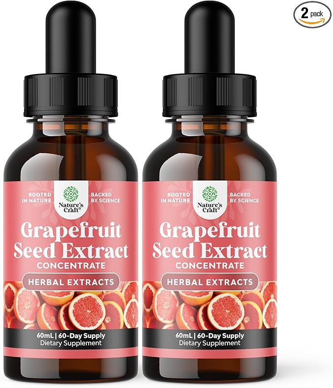 GSE Grapefruit Seed Extract Liquid - One Drop Daily - Super Concentrated Grape Seed Extract Liquid Drops Rich in Bioflavonoids & Polyphenols for Gut Health & Immune Support - 2 Pack Bundle - 120 days