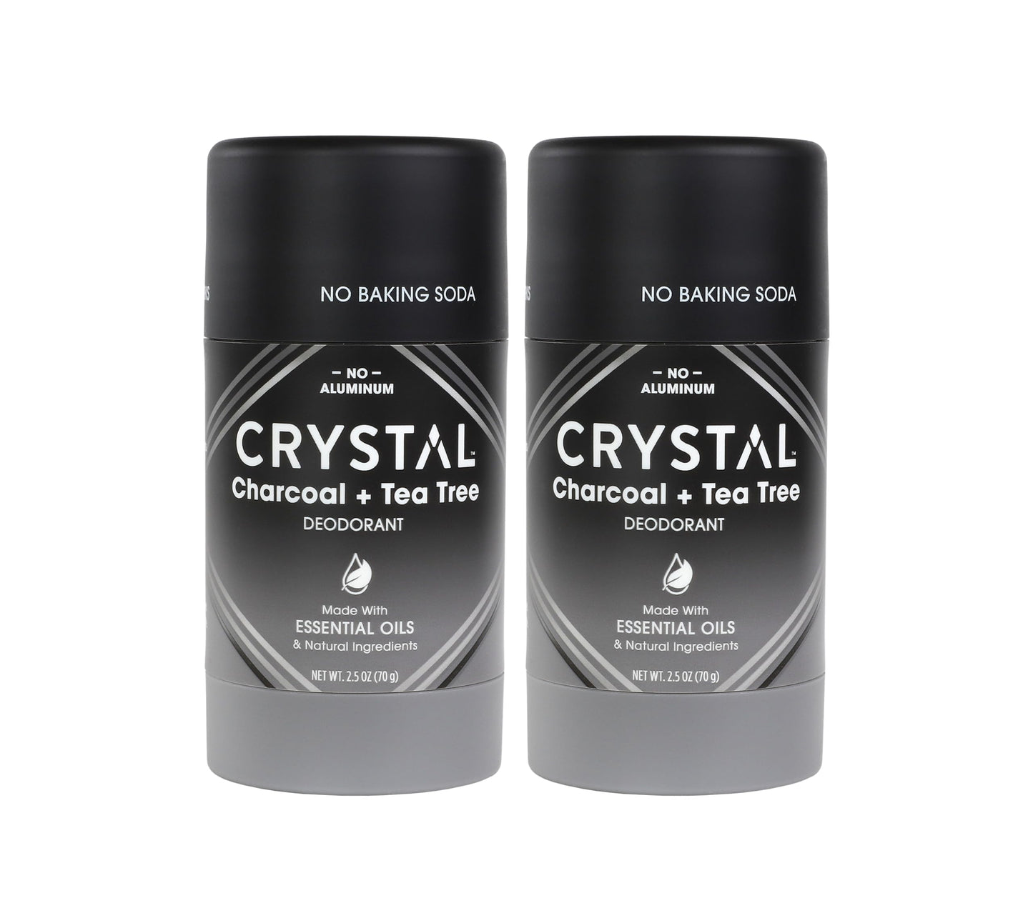 Crystal Deodorant Magnesium Solid Stick Natural Deodorant, Charcoal & Tea Tree, 2.5 oz (Pack of 2)