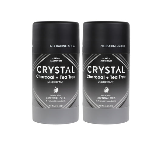 Crystal Deodorant Magnesium Solid Stick Natural Deodorant, Charcoal & Tea Tree, 2.5 oz (Pack of 2)