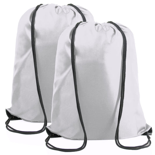 BeeGreen White Drawstring Backpack Bags Bulk 2 Pack String Bags X-Large 22.4" L x 17.5" W Sports Cinch Sackpack Gym Machine Washable Heavy Duty for Men Women