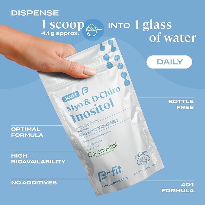 Just Inositol - Myo-inositol & D-Chiro Inositol Supplement 40:1 Formula - 2 Month Supply 60 Servings - No Additives - Inositol Powder