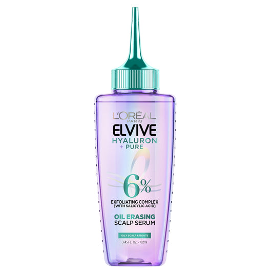 L'Oreal Paris Elvive Hyaluron + Pure Oil Erasing Scalp Serum with Salicylic Acid For Oily Hair, 3.45 Fl Oz