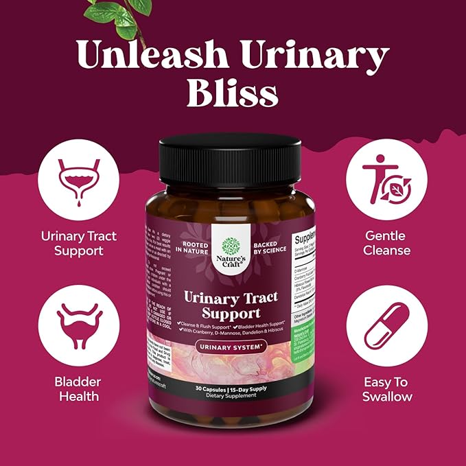 D Mannose Capsules for Urinary Tract Health - High Potency D-Mannose with Cranberry Juice Powder & Dandelion for Urinary Tract Health for Women Fast Acting Super Concentrated Cranberry - 30 Capsules