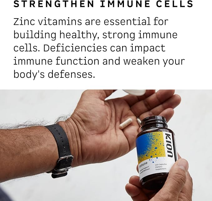 Kion Immune - Immune Support Supplement - Vitamin C Supplement - Vitamin C and Zinc for Everyday Wellness - 500 mg Vitamin C (Ascorbic Acid) and 10 mg Zinc - 120 Servings