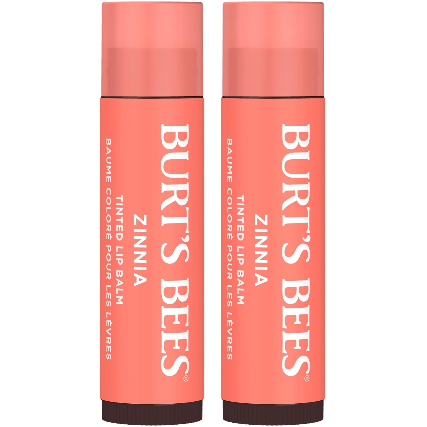 Burt's Bees Lip Tint Balm Stocking Stuffers Gifts, Long Lasting 2 in 1 Duo Tinted Balm Formula, Color Infused with Hydrating Shea Butter for a Natural Looking Buildable Finish, Zinnia (2-Pack)