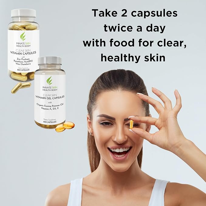 Clear Skin Acne Vitamin System | 20 Antioxidants, Botanicals & Minerals | 60 Count Pack of 4