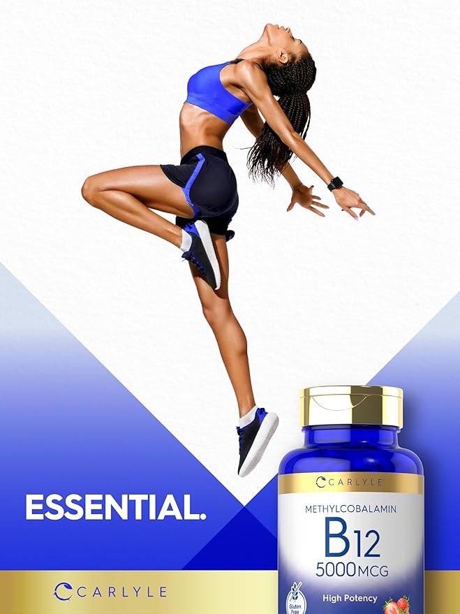 Carlyle Methylcobalamin Vitamin B12 5000mcg | 60 Fast Dissolve Tablets | for Adults | Vegetarian, Non-GMO & Gluten Free Supplement