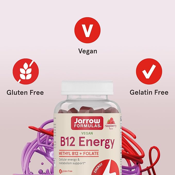 Jarrow Formulas® Methyl B12 and Folic Acid Energy, Dietary Supplement, B12 Gummies for Adults, 60 Gummies, 30 Day Supply