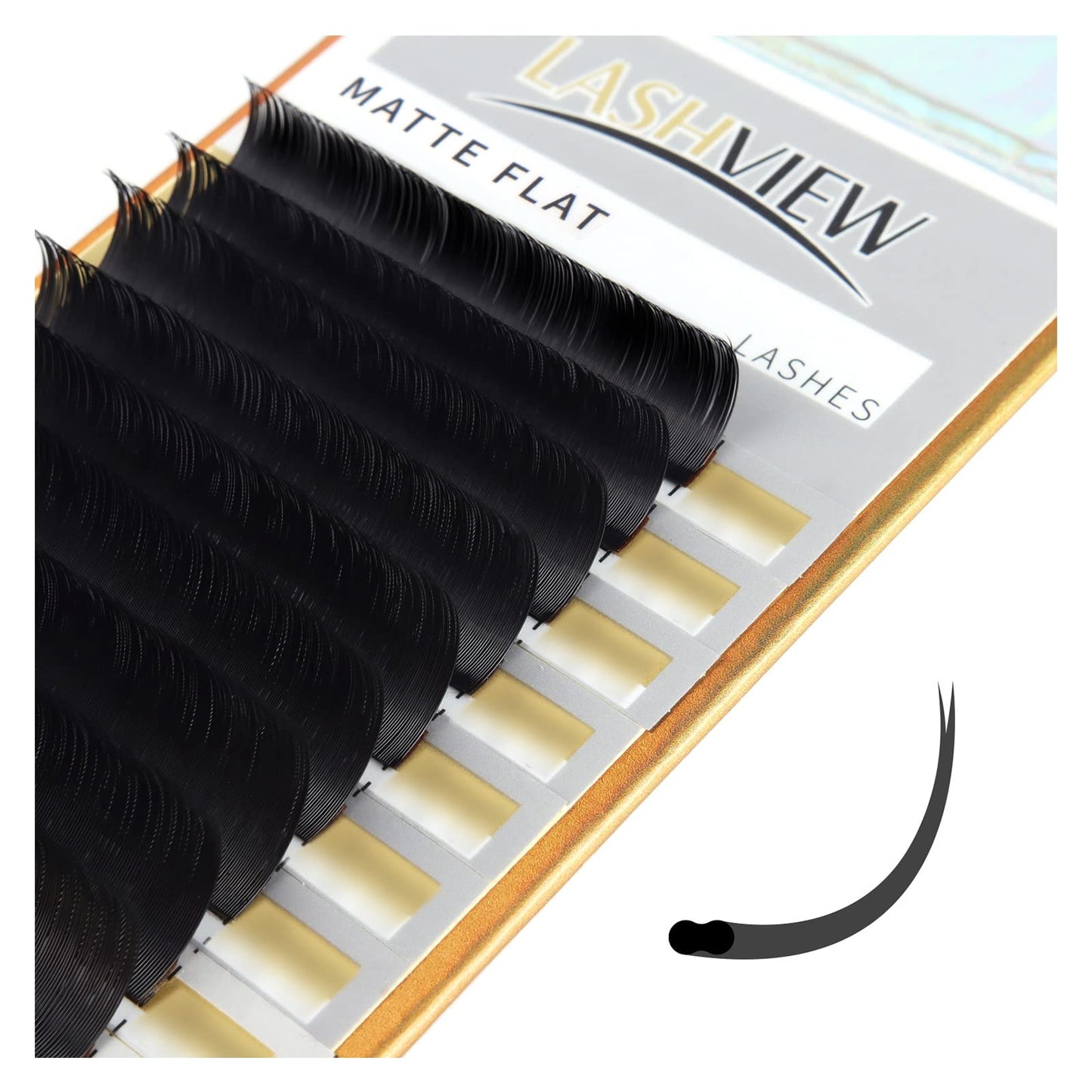 LASHVIEW Eyelash Extensions,Ellipse Flat Eyelash Extensions 0.15mm C Curl 9mm,Mink Black,Individual Lashes,Super Matte Extremely Soft Professional Salon Use