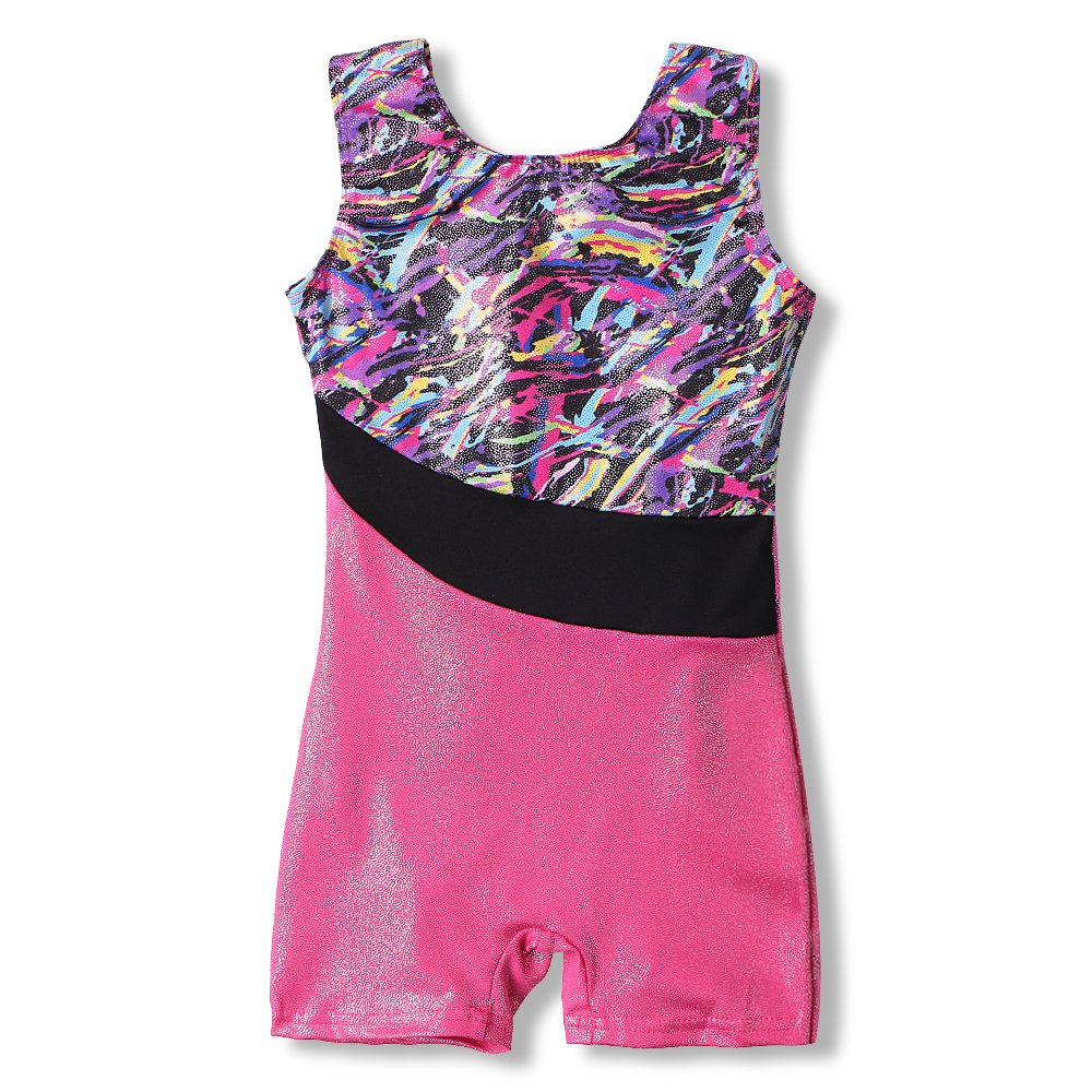 HOZIY Gymnastics Leotards for Girls Kids 5t 5-6 Years Old Biketard Colorful Ribbons
