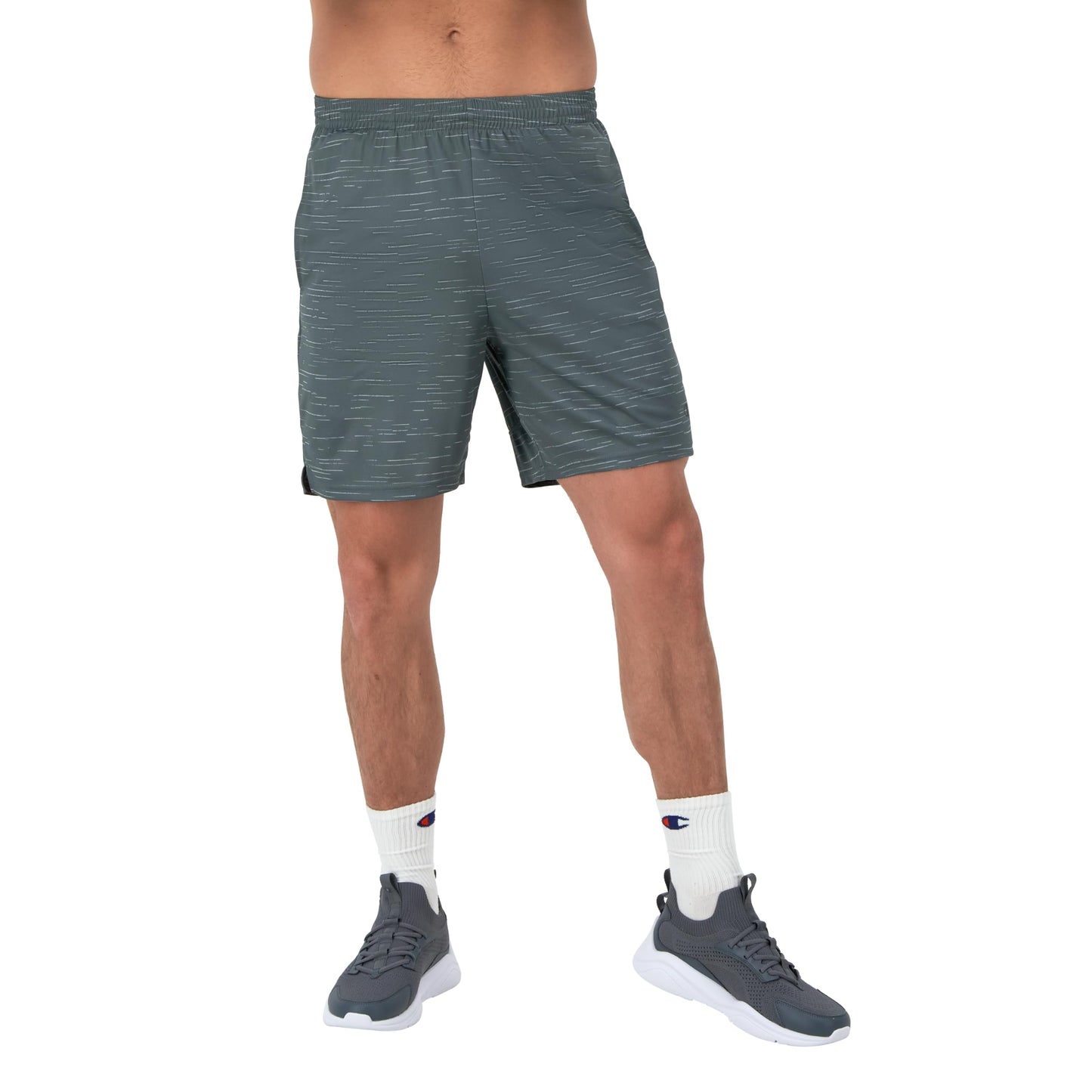 Champion Sport, Moisture Wicking, Athletic Men, Gym Shorts (Reg. or Big & Tall), Texture Cool Slate Gray Reflective C, Small
