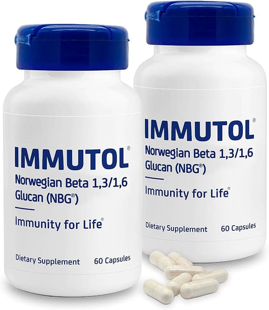 Immutol Immune Support Supplement with 750mg of Beta Glucan 1,3 1,6 - Natural Ingredients, High Potency to Boost Immunity and Overall Wellness, 60 Capsules (120)