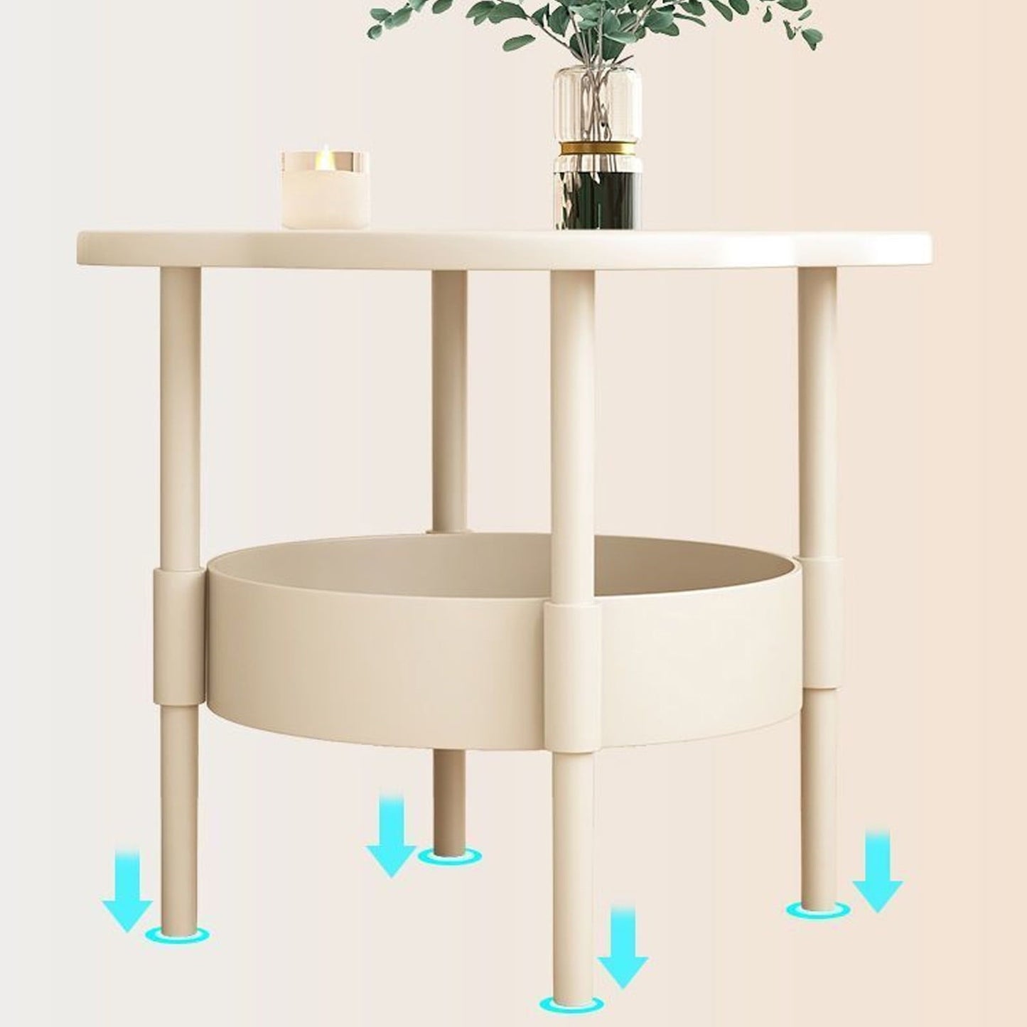 Haliyee ‌2-Tier End Table with Removable Tray - Waterproof Plastic Side Table for Living Room, Bedroom, Balcony, Office - Small Sofa & Coffee Table Indoor Outdoor Use