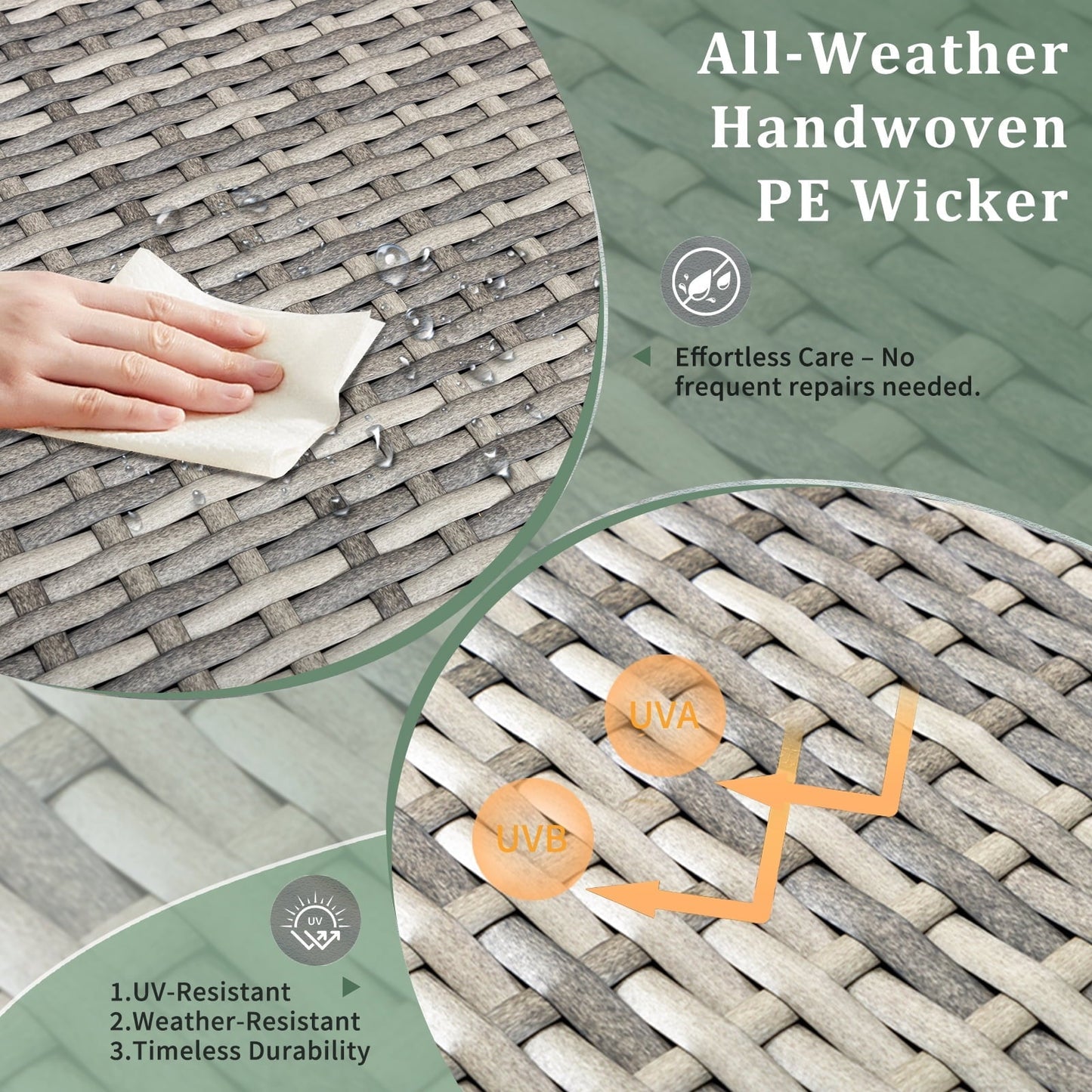 Ktaxon Wicker Side Table with Storage, 27 Galllon Square Ratten Storage Side Box Container for Furniture Covers, Toys and Gardening Tools, Gray