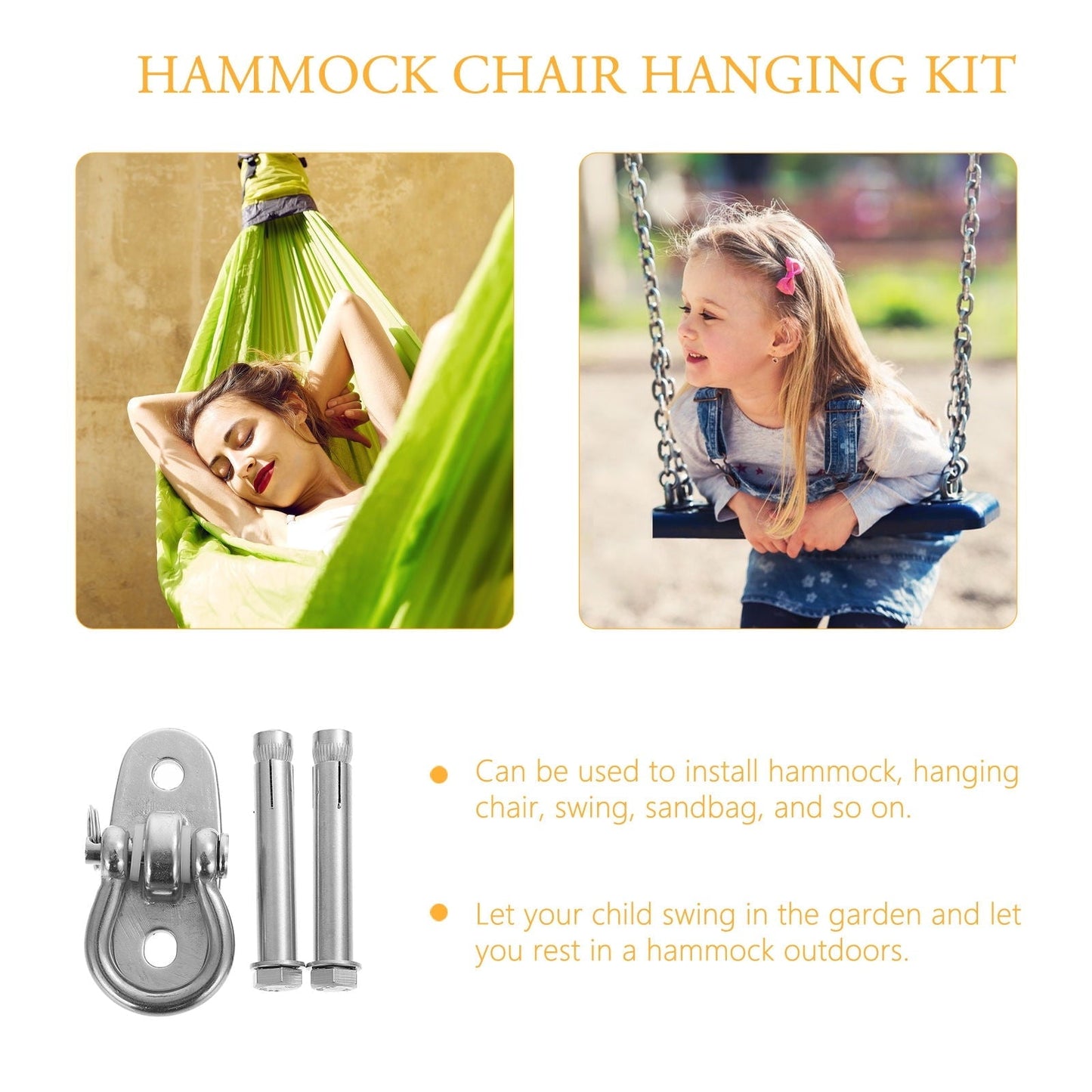 KAJNBN 1Set Heavy Duty Hammock Fitting Hanging Hook 7.8X6CM for Indoor Fitness Equipment