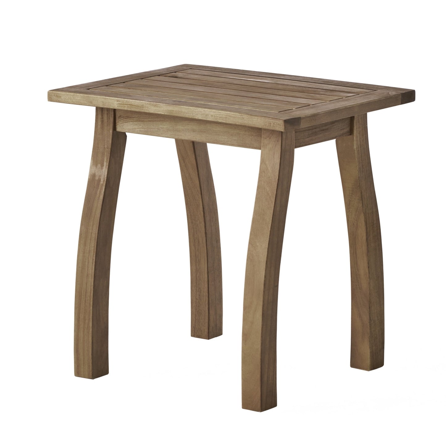Christopher Knight Home Outdoor Accent Side Table, Acacia Wood End Table with Curved Legs, Natural