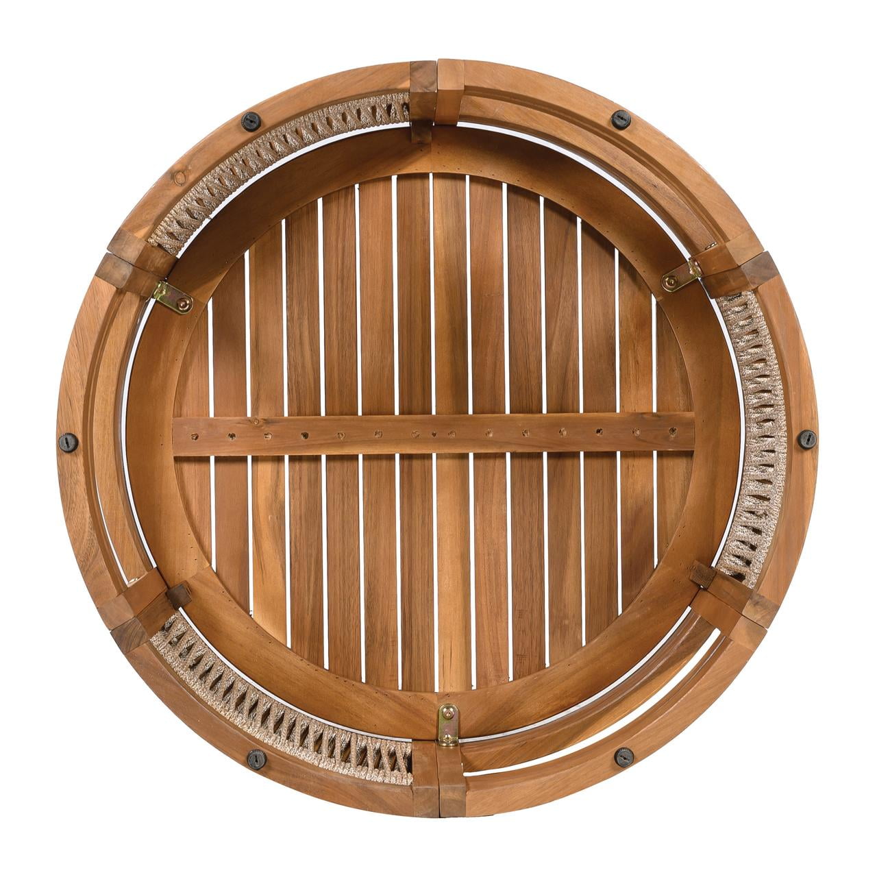 Homy Casa Round Outdoor Coffee Table for Poolside Patio Lounge, Coastal Style, Natural Wood Look