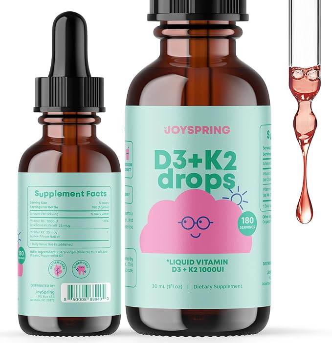 JoySpring Vitamin D3 with K2 and Appetite Booster Drops for Kids