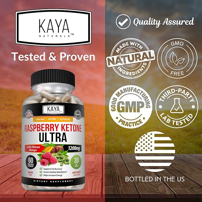 Kaya Naturals Keto Diet Raspberry Ketone - Weight Loss Supplement, Appetite Control, Boost Metabolism - 60 Count