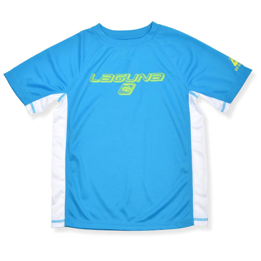 LAGUNA Boys Crewneck Short Sleeve Loose Fit Rashguard Swim Sun Tee Shirt UPF 50+ - Hawaiian Ocean, Size 18/20