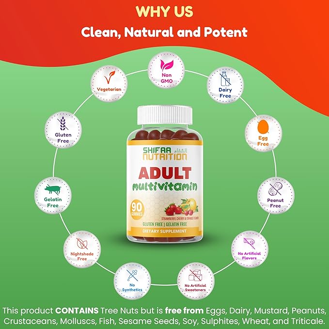 Halal Multivitamin Gummies for Women & Men | Immune & Overall Wellness | 90 Delicious Gummy Vitamins (45-Day Supply). Non-GMO & Vegetarian Essential Halal Vitamins w/ Folate, Zinc, B12, Biotin & More
