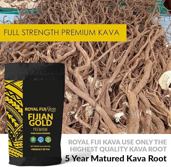 Kava Powder Fijian Gold Premium 5+ Years Matured Kava Root Full Strength Kava Kava from Fiji Islands Organic Grown Super Strength Kava Root