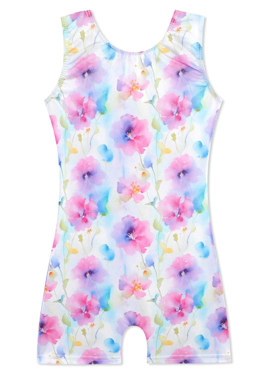 HOZIY Toddlers Kids Gymnastics Leotards for Girls 5t Size 5-6 Years Gymnastic Clothing Outfits Clothes Biketard Pink Purple Blue Gradient Color Tie Dye Floral Flower