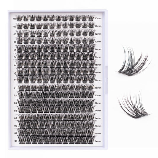 Lash Clusters 204 Pcs Individual Lashes Clusters Eyelash Extensions False Eyelashes DIY Wispy Fluffy Lash Extension Kit Reusable False Eyelashes Natural Look Mix 10-16mm C D Curl(DM01+DM17)