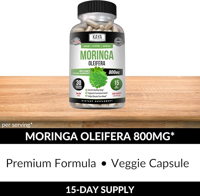 Kaya Naturals Moringa Leaf Extract - Complete Greens Superfood Supplement - Pure Miracle Tree Moringa - Boost Energy Naturally - Nutrient Dense Vitamins for Adult - 30 Veggie Count