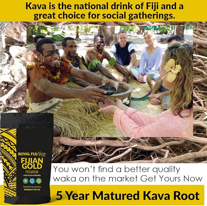 Kava Powder Fijian Gold Premium 5+ Years Matured Kava Root Full Strength Kava Kava from Fiji Islands Organic Grown Super Strength Kava Root
