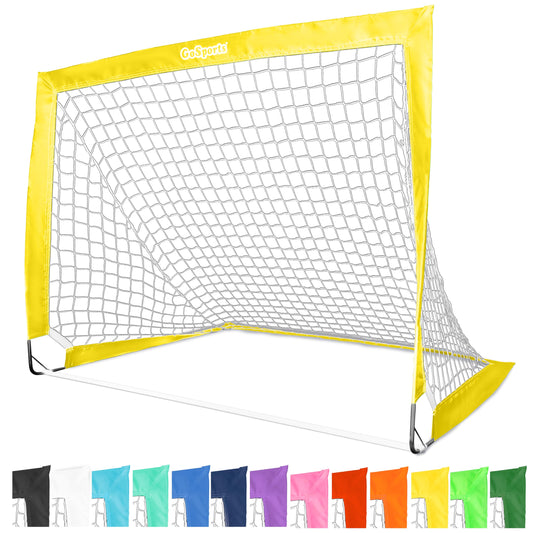 GoSports Team Tone 4 ft x 3 ft Portable Soccer Goal for Kids - Pop Up Net for Backyard - Yellow