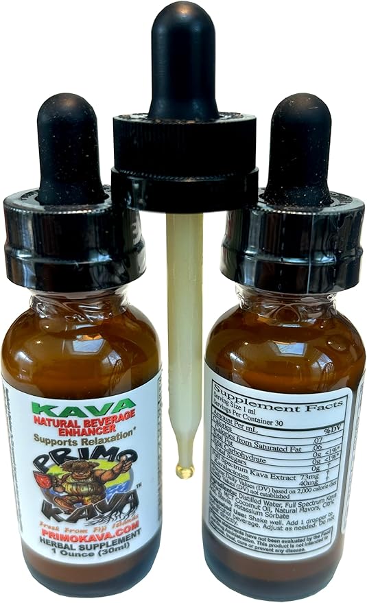 Kava Drops | Water Soluble Kava Extract | Concentrated Tincture Beverage Enhancer | Authentic Kava Kava from Fiji, 40mg Kavalactones | 1oz