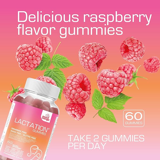 Lactation and Postpartum Support Gummies - with Blessed Thistle, Fennel Seed, Milk Thistle, Moringa, Sunflower Lecithin, Vitamin D3 & B12 - Increase Milk Supply Milk Production