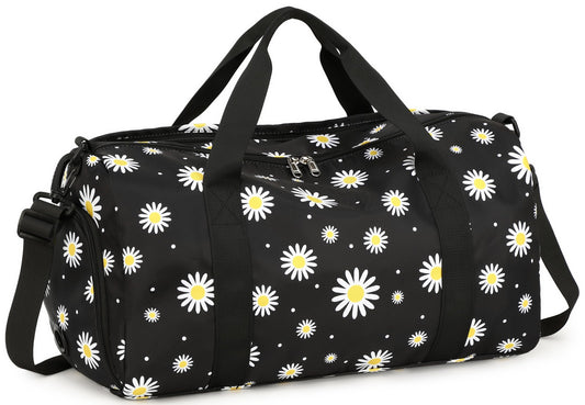 Gym Bag Sports Duffle Bag with Wet Pocket Weekender Overnight Bag with Waterproof Shoe Pouch and Air Hole for Girls Kids Women Travel Foldable Bag