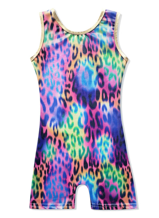 HOZIY Gymnastics Leotards for Girls 5-6 Size 6 5t With Shorts Biketard Rainbow Multicolored Colorful