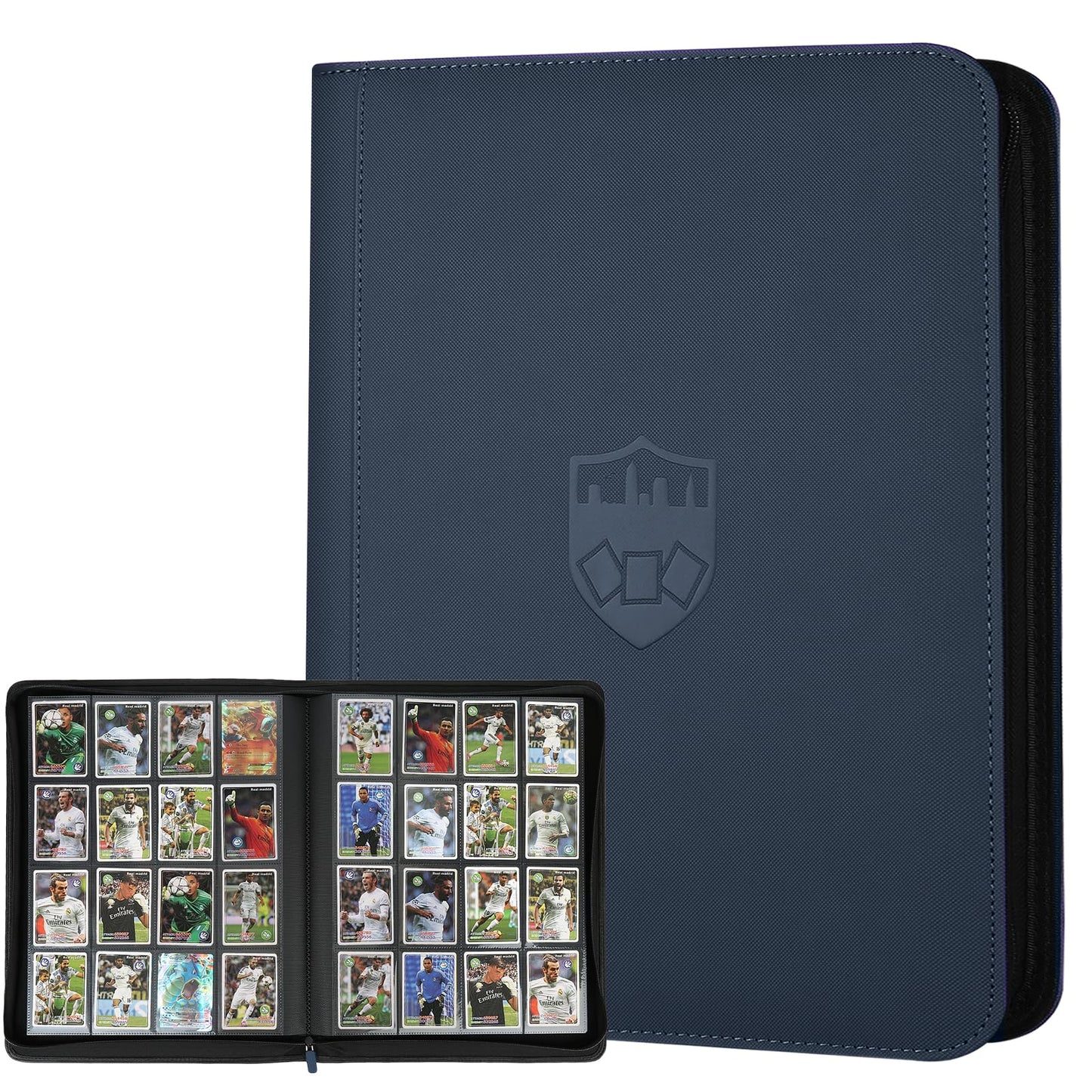 Trading Card Binder 16 Pocket, GERMUN PU Cover Card Binder for 1000+ Cards, Premium Trading Card Holder Folders, Double Sided Pocket Card Album for MTG, TCG (Blue)