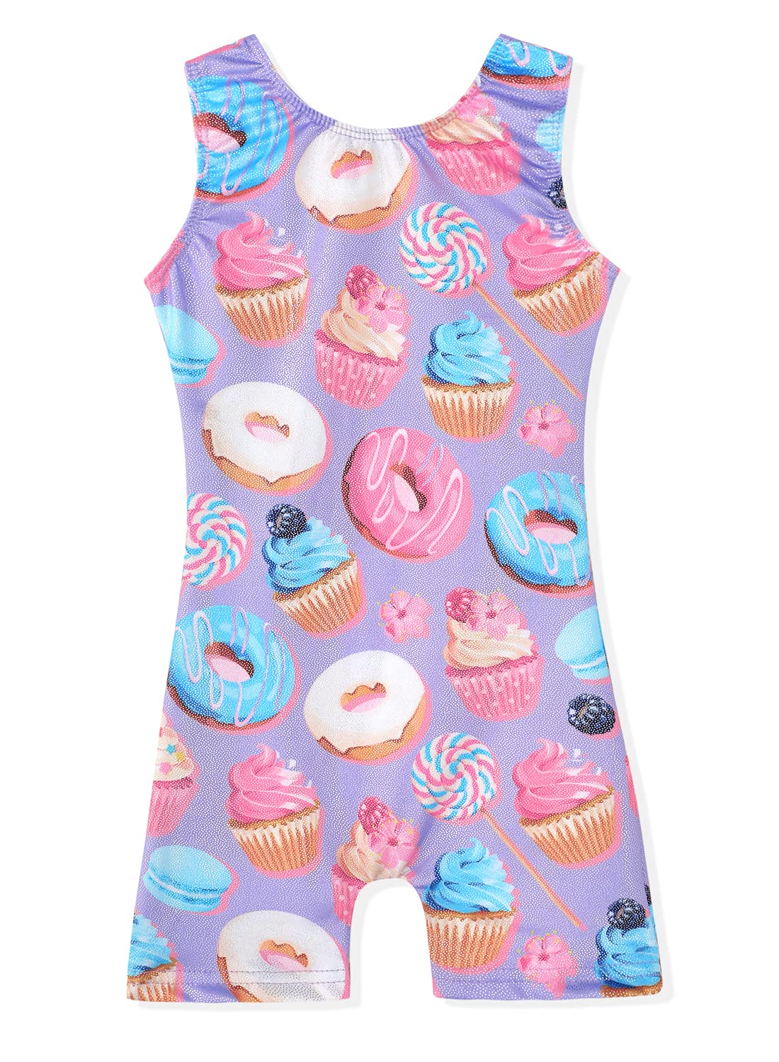 Leotards for Girls Gymnastics4t 5t Toddler Dance Leotard Athletic Dance Wear Shiny Purple Donuts Biketard (Donuts Purple, 4-5T)