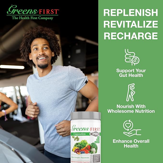 Greens First PRO Phytonutrient Capsules - 30 Servings - 54 Antioxidant Superfoods, Organic Fruits & Vegetables - Prebiotics, Probiotics & Digestive Enzymes - Dairy & Wheat-Free, Non-GMO - 180 Capsules