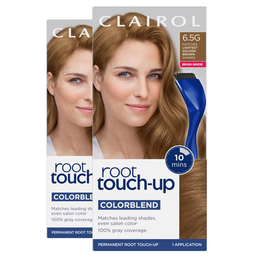 Clairol Root Touch-Up by Nice'n Easy Permanent Hair Dye, 6.5G Lightest Golden Brown Hair Color, Pack of 2