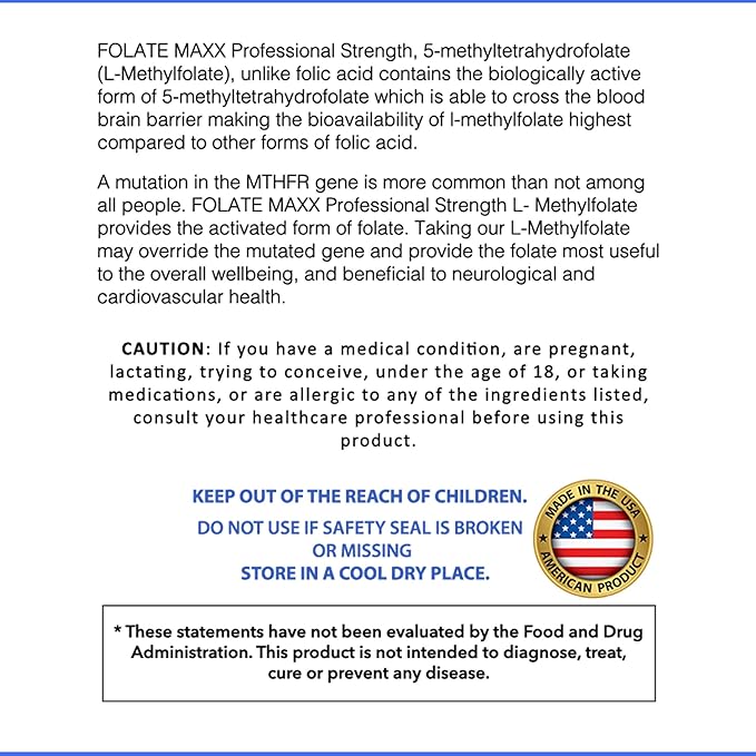 L-Methylfolate 15mg - 90 Capsules - Professional Strength Active Methyl Folate - 5-MTHF Supplement for Men & Women - Non GMO, Gluten Free, No Fillers