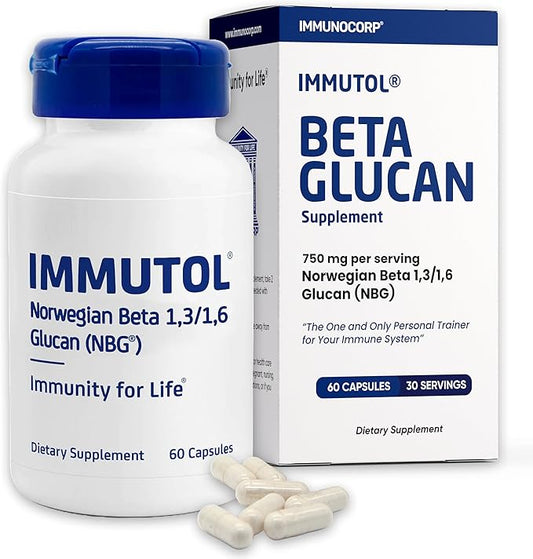 Immutol Immune Support Supplement with 750mg of Beta Glucan 1,3 1,6 - Natural Ingredients, High Potency to Boost Immunity and Overall Wellness, 60 Capsules (60)